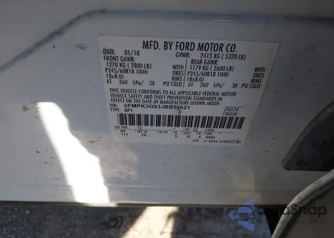 2018 Ford Edge Se from USA, damaged, VIN 2FMPK3G93JBB51621